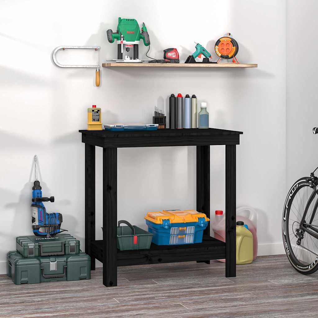 Vidaxl werkbank 80x50x80 cm massief grenenhout zwart
