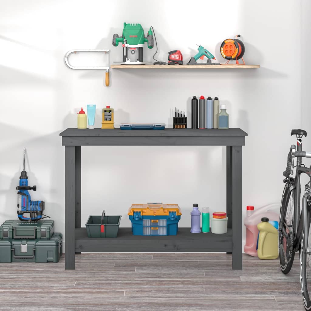 Vidaxl werkbank 110x50x80 cm massief grenenhout grijs
