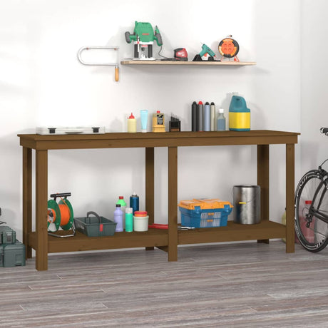 Vidaxl werkbank 180x50x80 cm massief grenenhout honingbruin