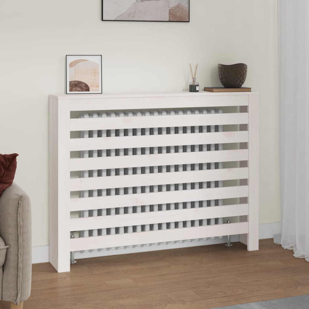 Vidaxl Radiatorom konstruksjon 108,5x19x84 cm Solid furuhvit hvit