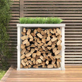 Vidaxl houtblokhouder 108x52x106 cm massief grenenhout wit