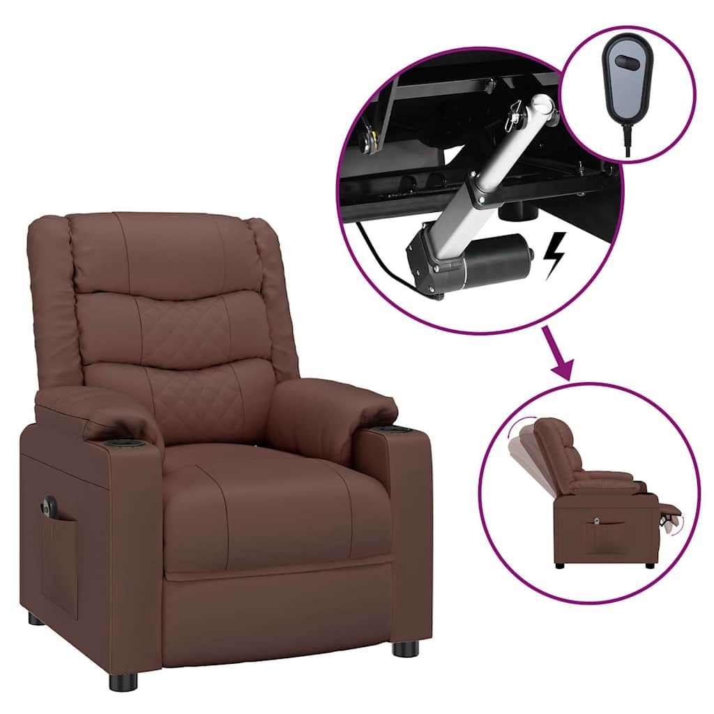 Vidaxl fauteuil verstelbaar elektrisch kunstleer bruin