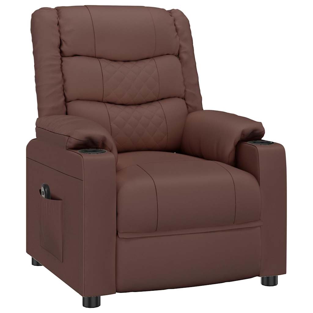 Vidaxl fauteuil verstelbaar elektrisch kunstleer bruin