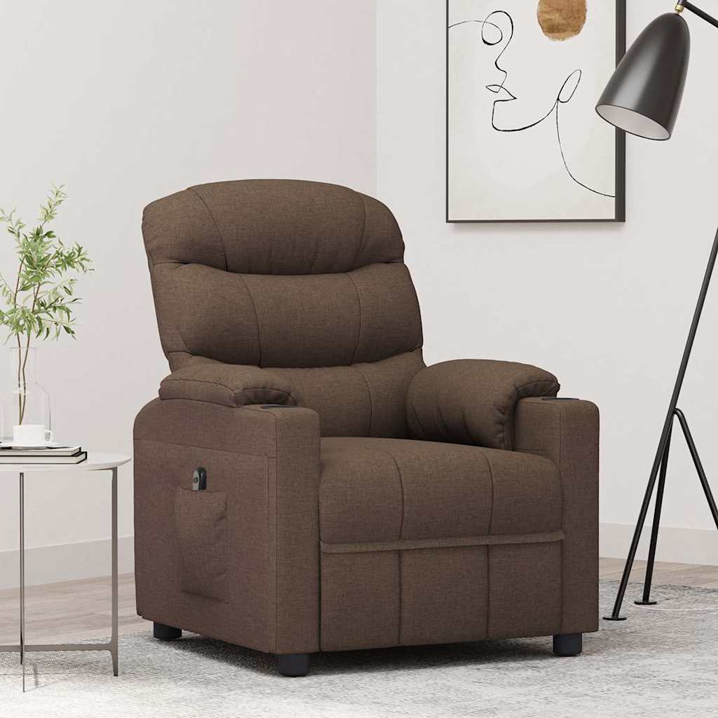 Vidaxl fauteuil verstelbaar elektrisch stof bruin