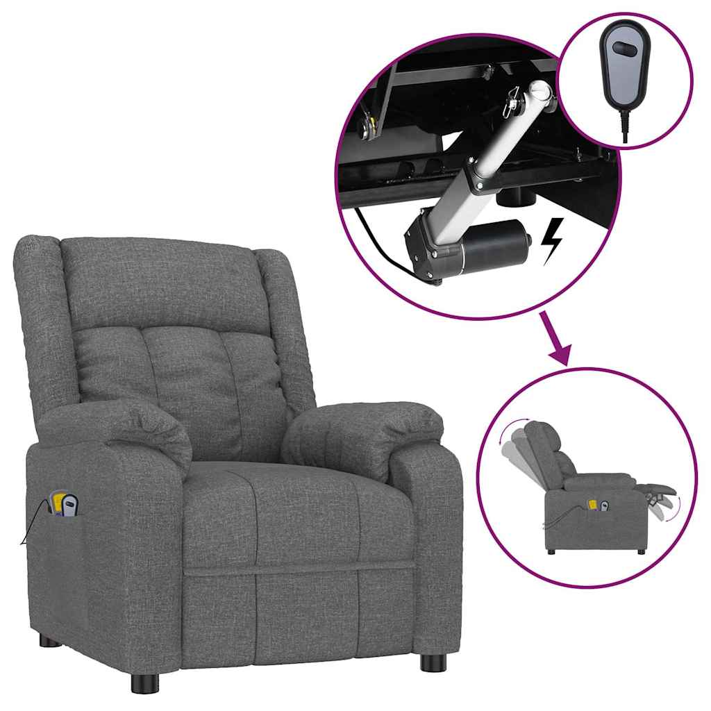 Vidaxl massagestoel elektrisch stof donkergrijs