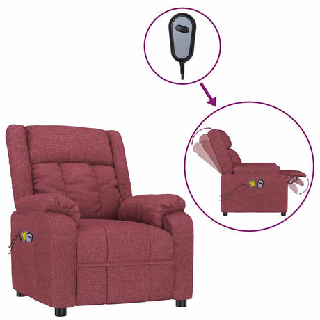 Vidaxl massagestoel elektrisch stof wijnrood