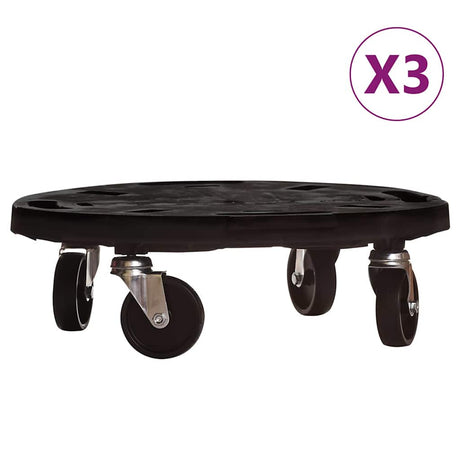 Vidaxl plantentrolleys met wielen 3 st 275 kg diameter 40 cm zwart