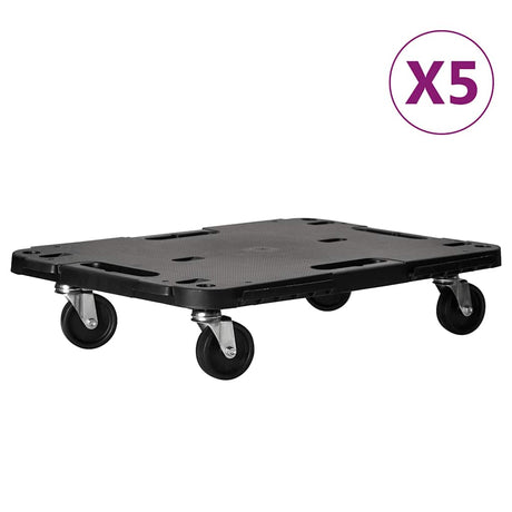 Vidaxl transporttrolleys 5 st 58x38x12 cm polypropeen zwart