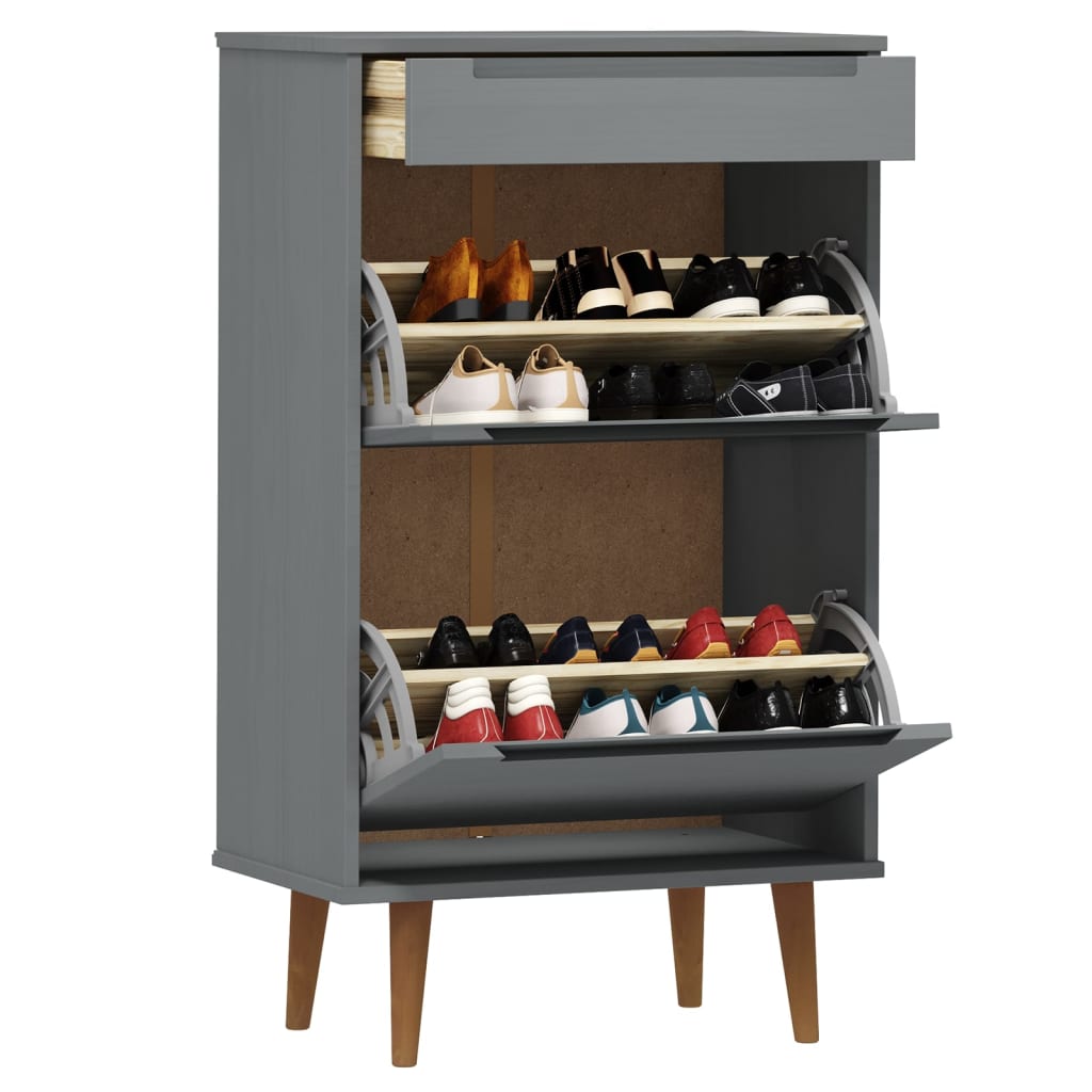 Vidaxl Shoe Cabinet Molde 59,5x35x103 cm pevná borovice šedá