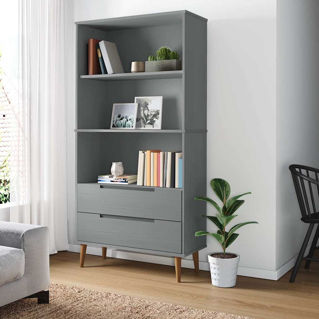 Vidaxl boekenkast molde 85x35x170,5 cm massief grenenhout grijs