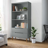 Vidaxl boekenkast molde 85x35x170,5 cm massief grenenhout grijs