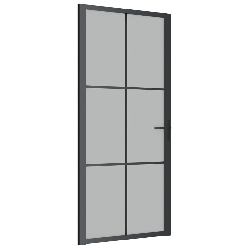 Vidaxl Inner Door 93x201.5 cm de vidrio mate y negro de aluminio