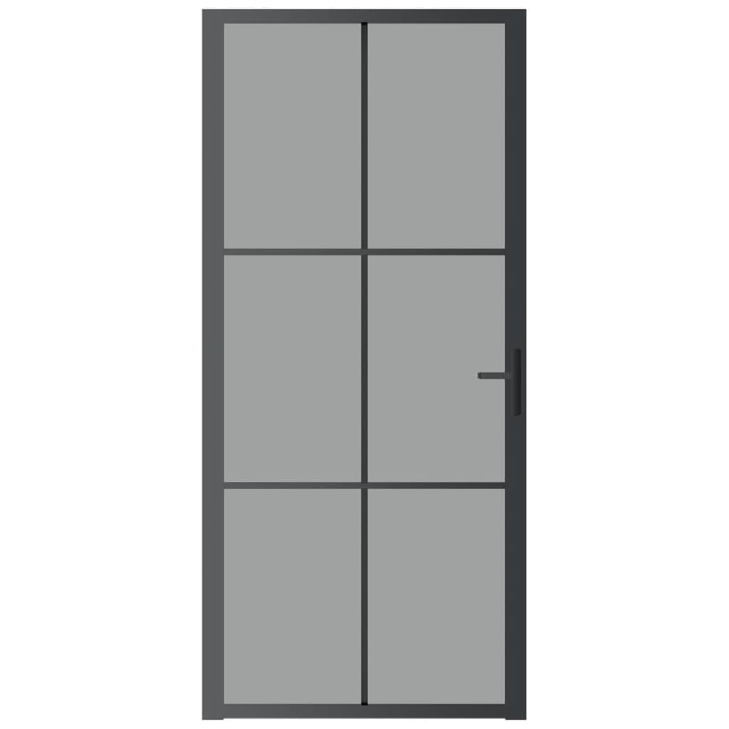 Vidaxl Inner Door 93x201.5 cm de vidrio ESG y negro de aluminio