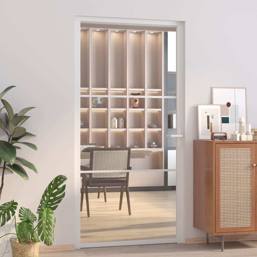 Vidaxl Porte intérieure 102.5x201.5 cm Verre ESG et aluminium blanc