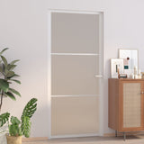 Vidaxl Puerta interior 93x201.5 cm de vidrio mate y blanco de aluminio