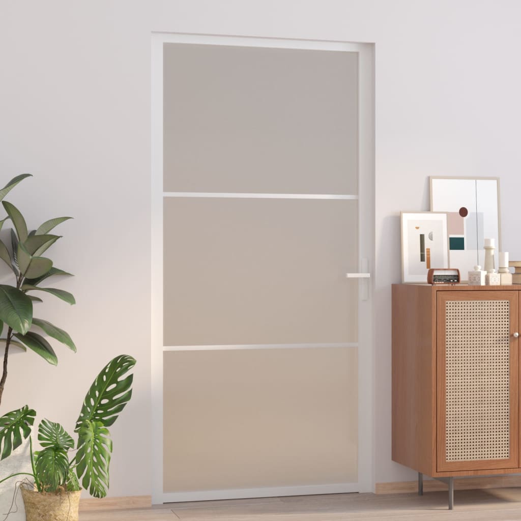 Porta interna Vidaxl 102.5x201.5 cm vetro Matt e bianco in alluminio