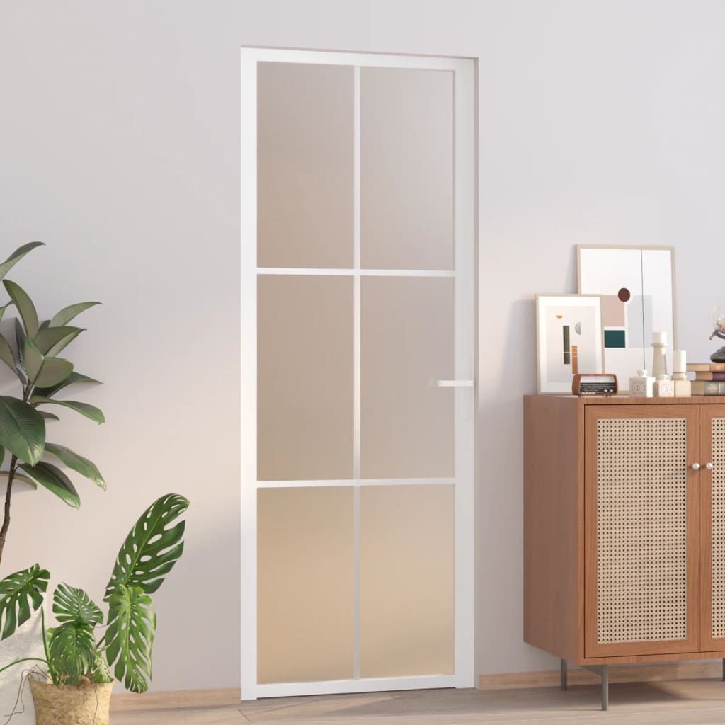 Vidaxl Porta interna 76x201,5 cm vetro Matt e bianco in alluminio