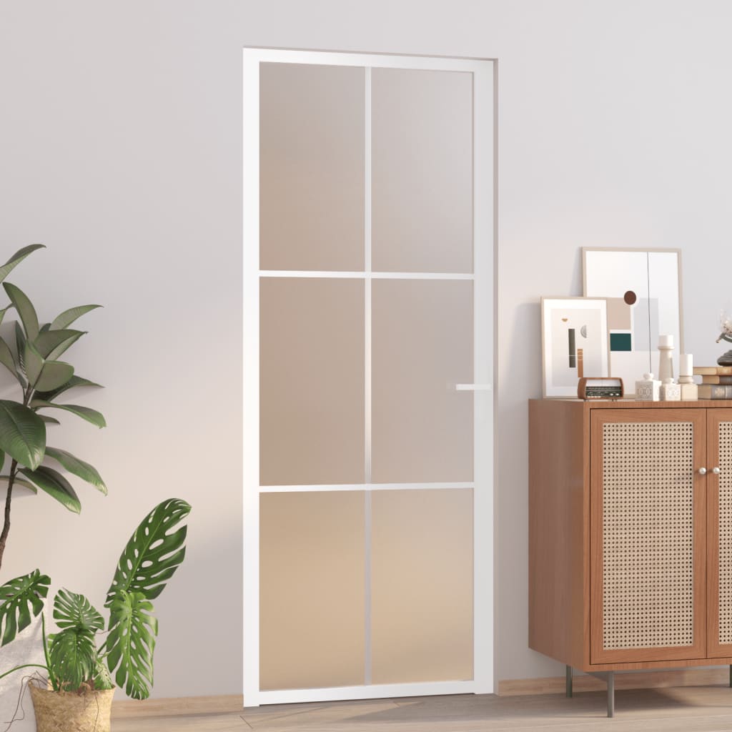 VIDAXL Innenür 83x201,5 cm Mattglas und Aluminium weiß