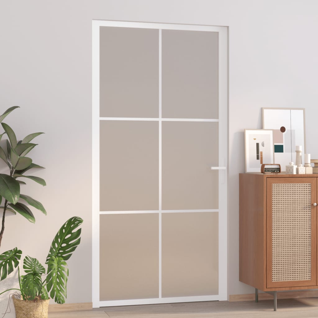 Vidaxl Porte intérieure 102.5x201,5 cm en verre Matt et aluminium blanc