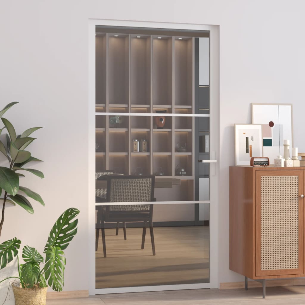 Vidaxl Porte intérieure 102.5x201.5 cm Verre ESG et aluminium blanc