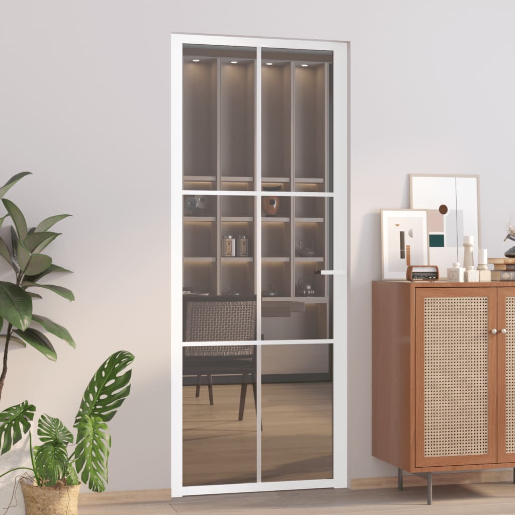 Vidaxl Porta interna 83x201,5 cm ESG Glass e bianco in alluminio