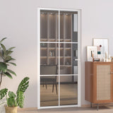 Vidaxl Porte intérieure 93x201.5 cm Verre ESG et aluminium blanc