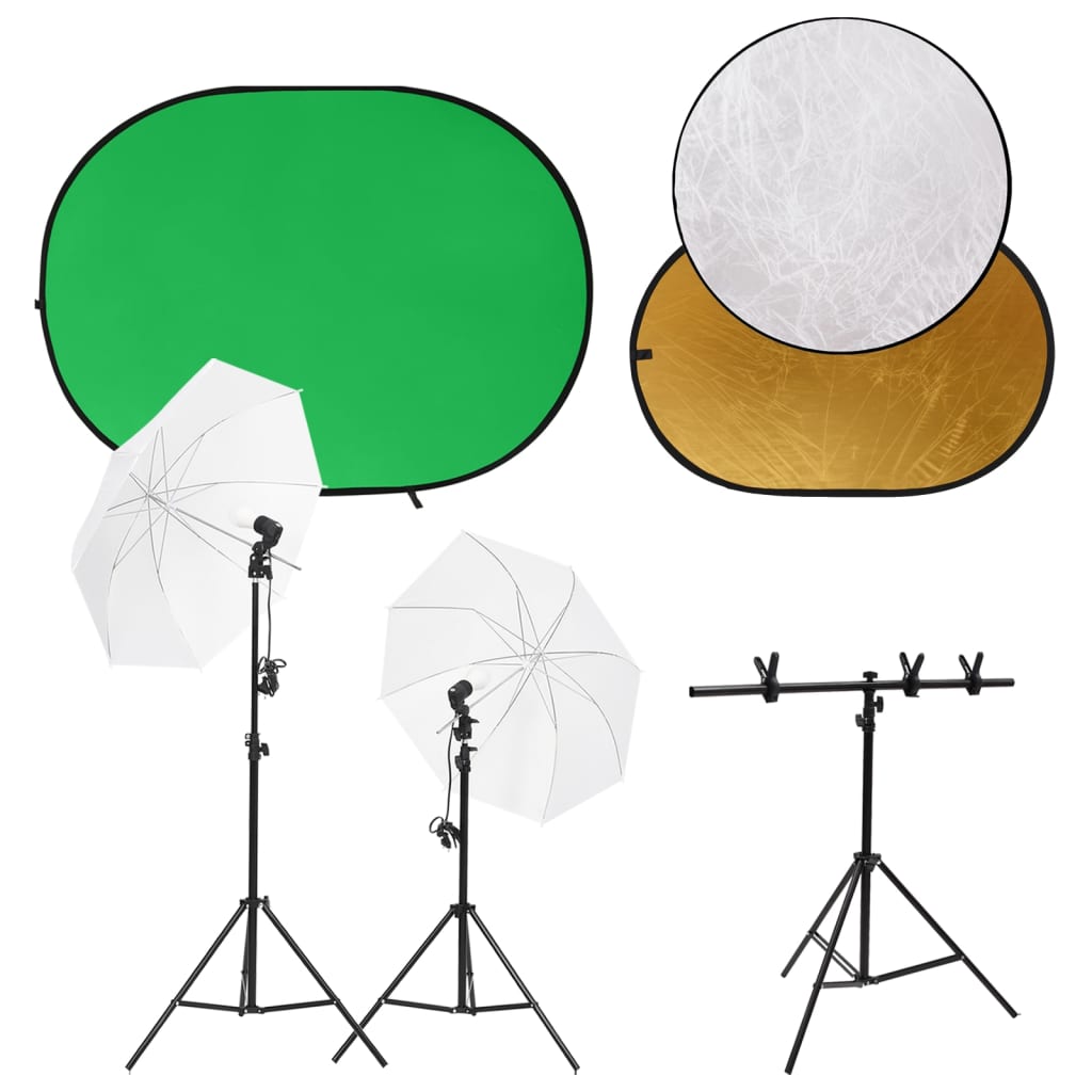 Vidaxl Photo studio set with light set, background screen and reflector