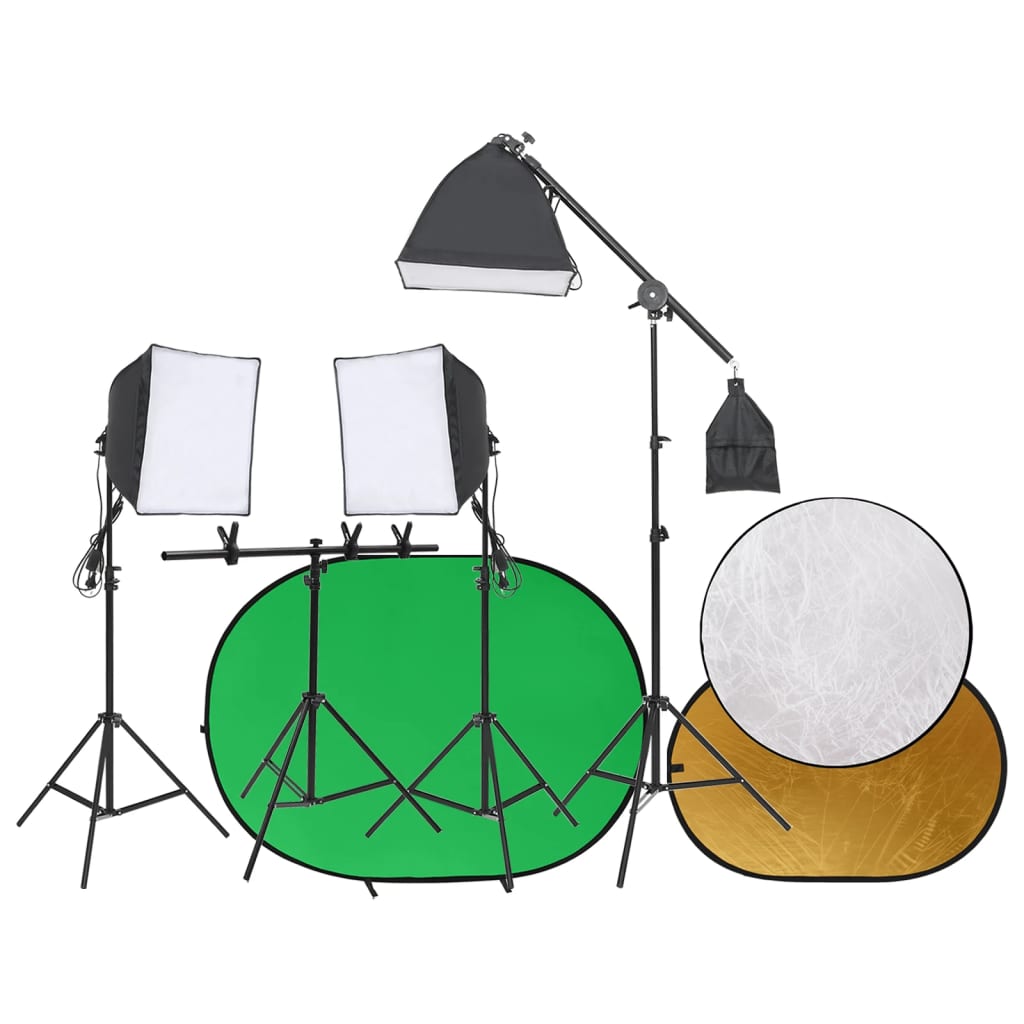 Vidaxl Photo studio set with light set, background screen and reflector