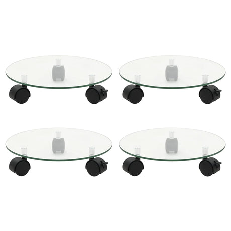 Vidaxl plantenrollers 4 st rond 28 cm gehard glas