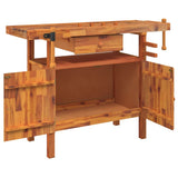 Vidaxl werkbank met lade en bankschroeven 124x52x83 cm massief acaciahout