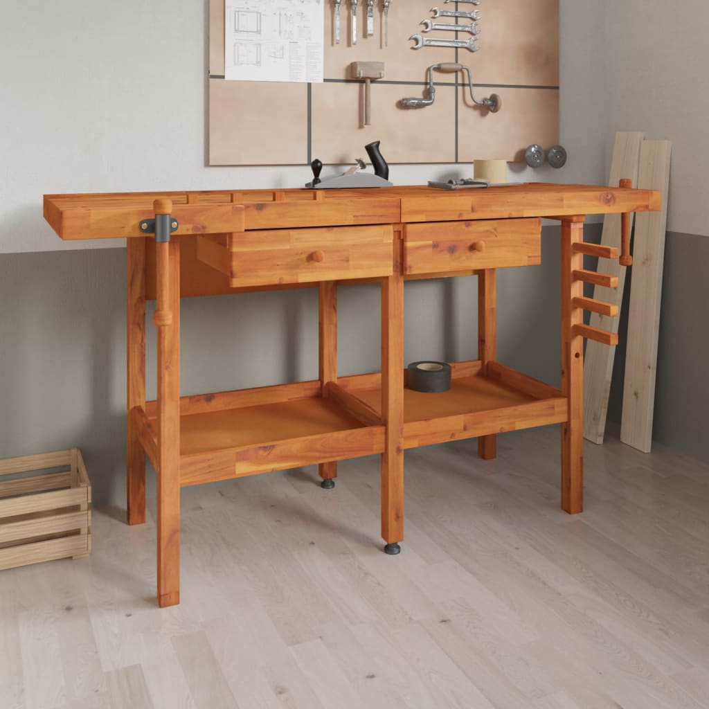 Vidaxl Workbench with drawers and bank screws 162x62x83 cm Acaciahout