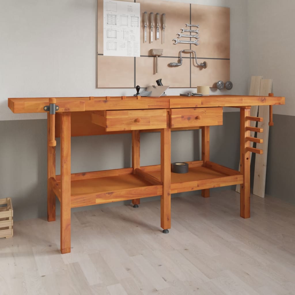Vidaxl werkbank met lades en bankschroeven 192x62x83 cm acaciahout