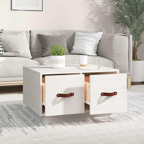 Vidaxl salontafel 60x53x35 cm massief grenenhout wit