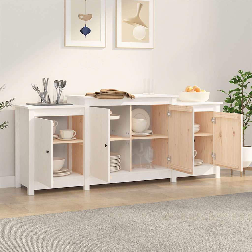 Vidaxl dressoir 164x37x68 cm massief grenenhout wit