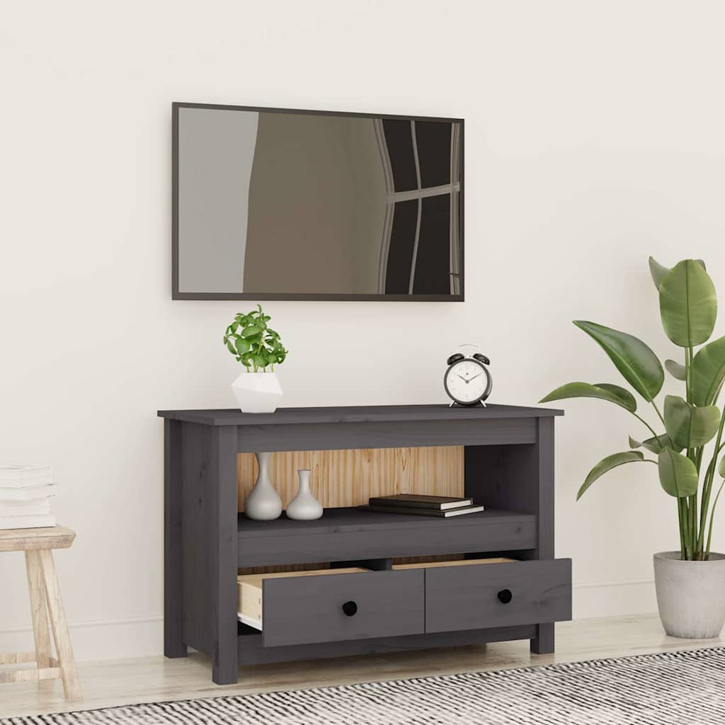 Vidaxl tv-meubel 79x35x52 cm massief grenenhout grijs
