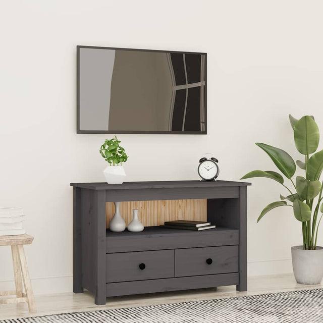 Vidaxl tv-meubel 79x35x52 cm massief grenenhout grijs
