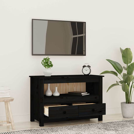 Vidaxl tv-meubel 79x35x52 cm massief grenenhout zwart