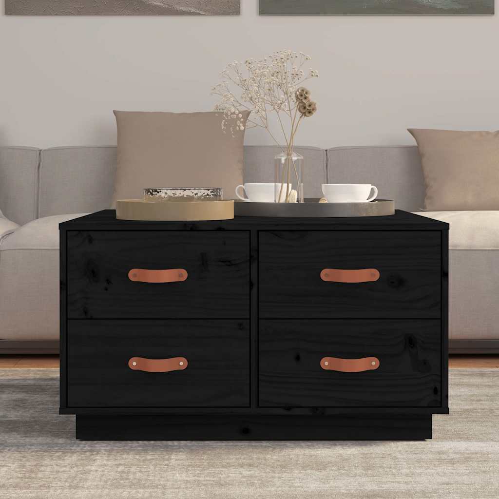 Vidaxl salontafel 80x80x45 cm massief grenenhout zwart