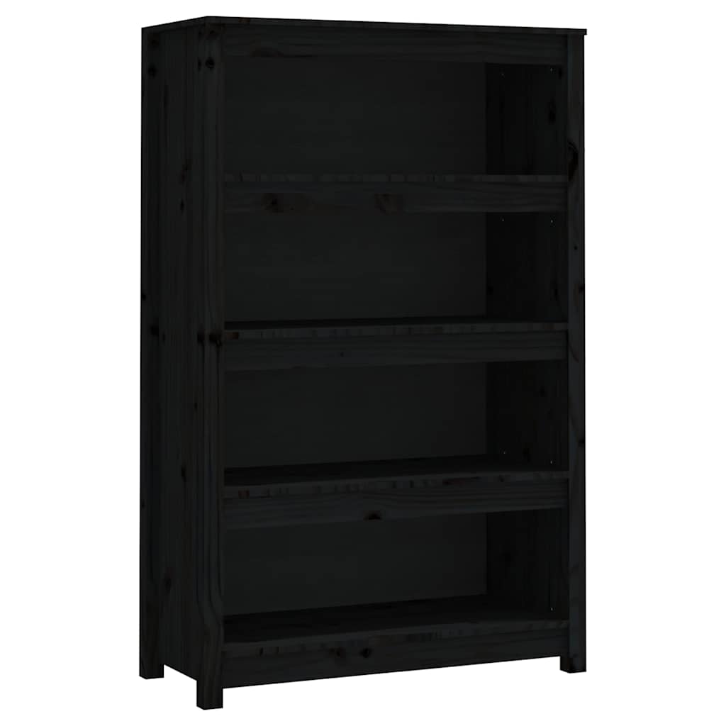 Vidaxl boekenkast 80x35x126 cm massief grenenhout zwart