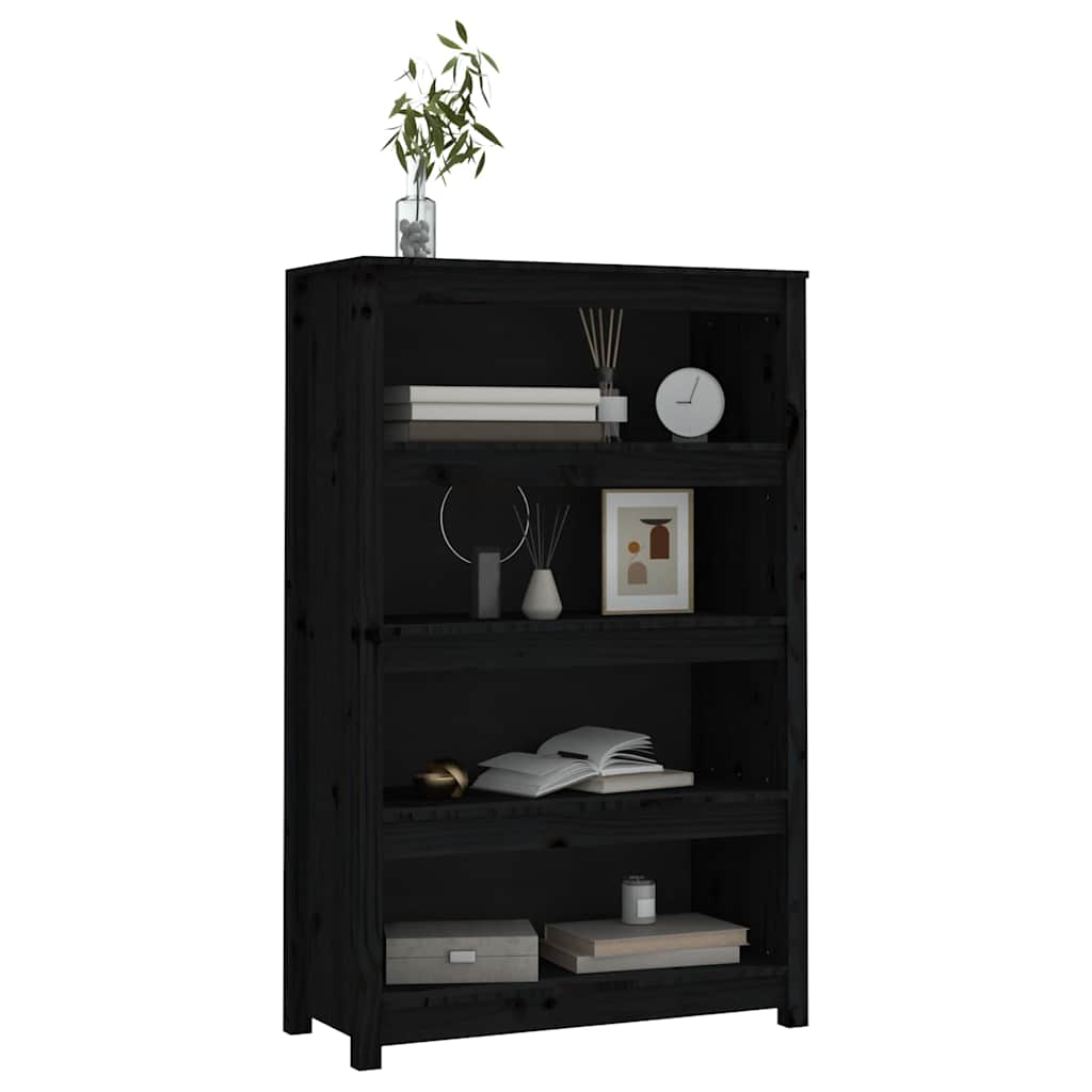 Vidaxl boekenkast 80x35x126 cm massief grenenhout zwart
