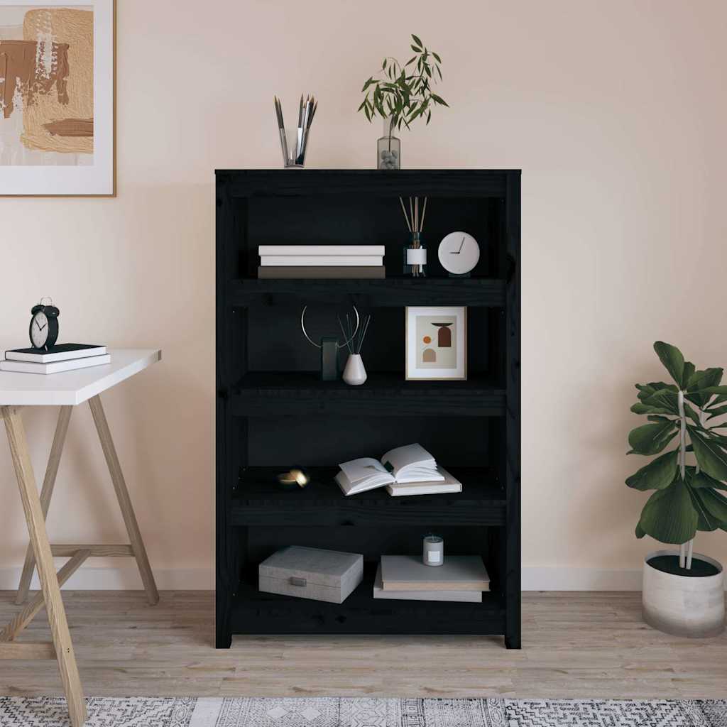 Vidaxl boekenkast 80x35x126 cm massief grenenhout zwart