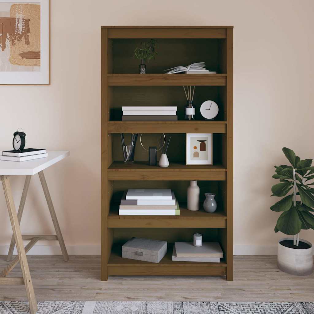 Vidaxl boekenkast 80x35x154 cm massief grenenhout honingbruin