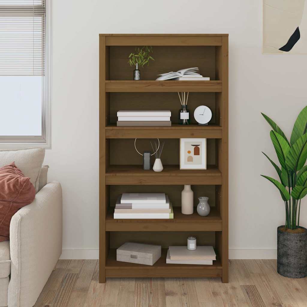 Vidaxl boekenkast 80x35x154 cm massief grenenhout honingbruin