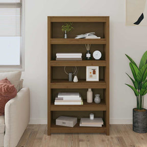 Vidaxl boekenkast 80x35x154 cm massief grenenhout honingbruin