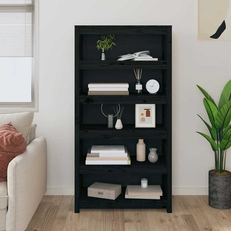 Vidaxl boekenkast 80x35x154 cm massief grenenhout zwart