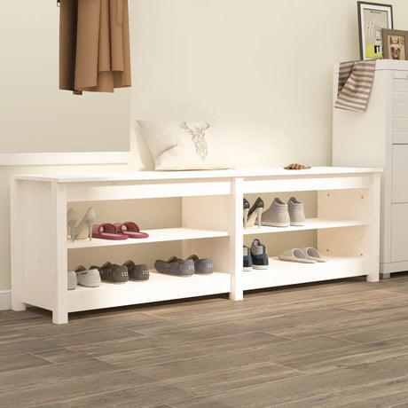 Vidaxl schoenenbank 160x36,5x50 cm massief grenenhout wit