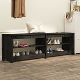 Canapé de chaussure Vidaxl 160x36.5x50 cm Pine solide noir