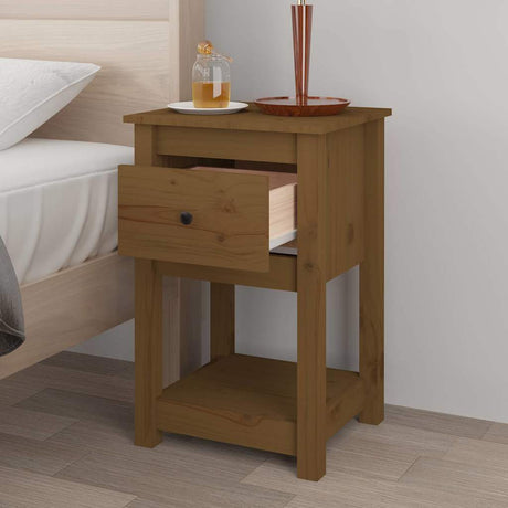 Vidaxl nachtkastje 40x35x61,5 cm massief grenenhout honingbruin