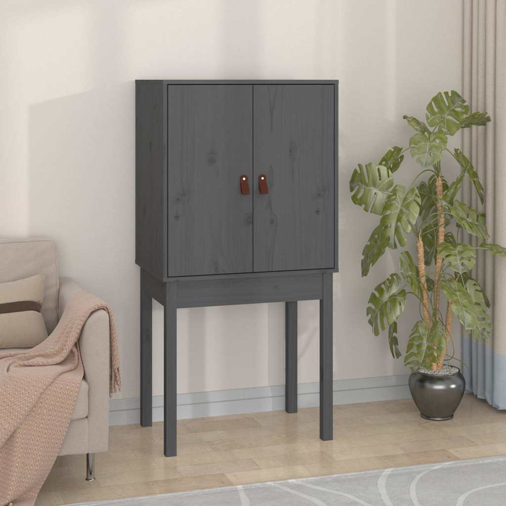 Vidaxl hoge kast 60x40x120 cm massief grenenhout grijs