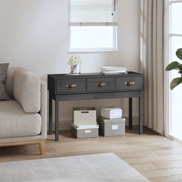 Vidaxl wandtafel 114x40x75 cm massief grenenhout grijs